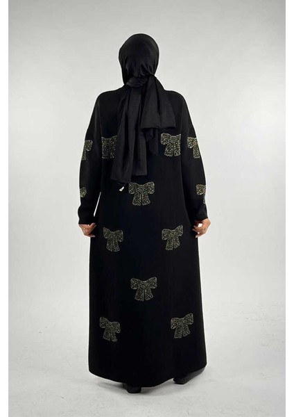 Fiyonk Desenli Triko Elbise 18208 Siyah-Gold fiyatları