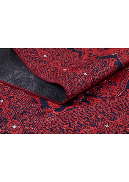 Hantimansiysk Kırmızı Göbekli Etnik Modern Desenli Makinada Yıkanabilir Hav Toz Vermez Leke Tutmayan Kaymaz Taban Dijital Makine Baskı Salon Yolluk Mutfak Halı fiyatları