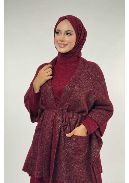 Sim Detaylı Cepli Panço 18332 Bordo fırsatları