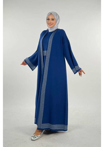 Şerit Desenli Elbise Hırka Takım 18311 Lacivert modelleri