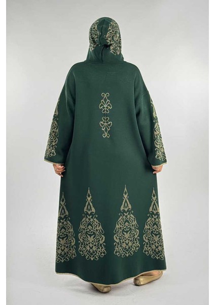 Kapşonlu Simli Hırka 18307 Zümrüt fiyatları