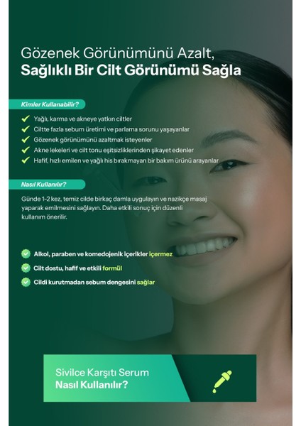 Yağlanma Akne ve Siyah Nokta Karşıtı Serum 30 ml indirimleri