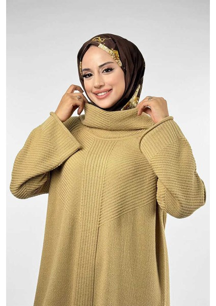 Boğazlı Triko Elbise 18209 Bej fırsatları