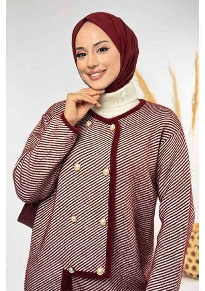Düğmeli Triko Hırka 18318 Bordo fırsatları