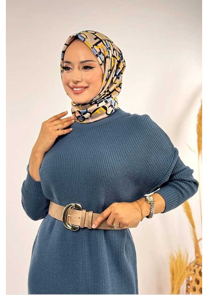 Yarım Balıkçı Yaka Elbise 18300 Indigo fırsatları