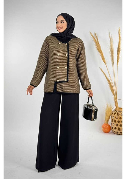 Düğmeli Triko Hırka 18318 Siyah