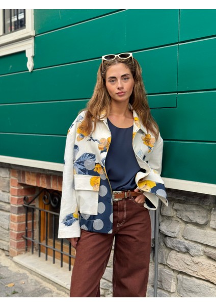 Tasarım Brooklyn Bomber Ceket Kadın Çiçek Desenli fırsatları