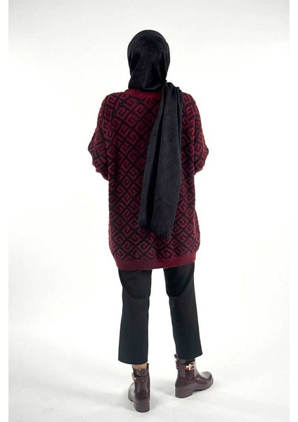 Desenli Bisiklet Yaka Tunik 18326 Bordo fiyatları