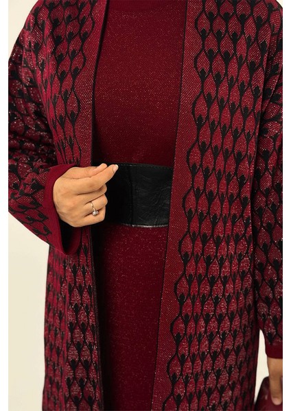 18321 Damla Desen Triko Hırka Bordo fırsatları