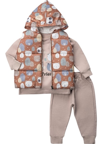 Ayıcıklı Yelekli Üçlü Takım