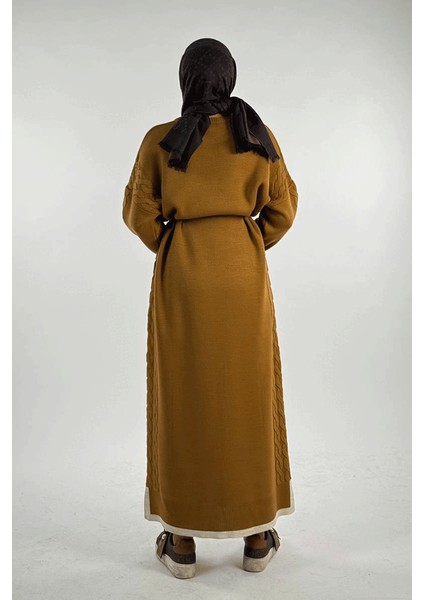 Örgü Detay Triko Elbise 18312 Taba fiyatları