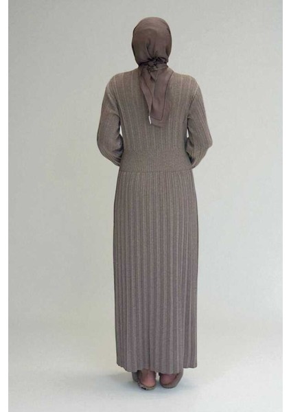 Beli Lastikli Simli Triko Elbise 18322 Vizon fiyatları