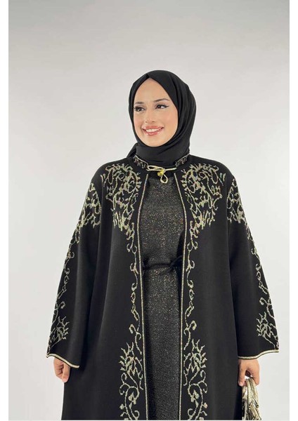 Simli Desenli Hırka 18303 Siyah-Gold fırsatları