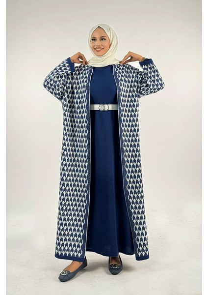 18321 Damla Desen Triko Hırka Lacivert modelleri