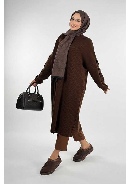 Fırfır Kol Triko Tunik 18305 Kahverengi modelleri