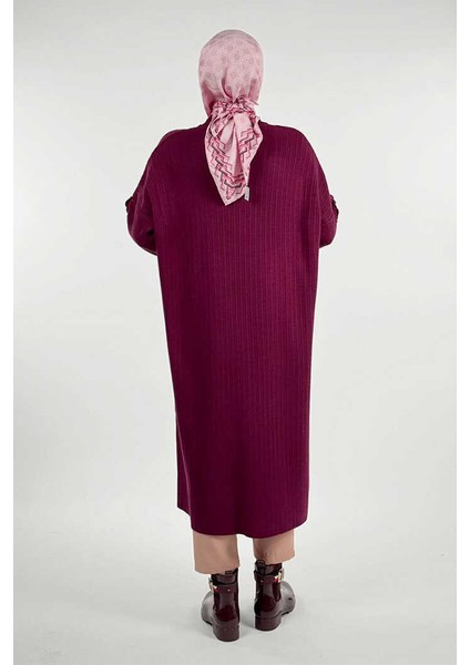 Fırfır Kol Triko Tunik 18305 Mürdüm fiyatları