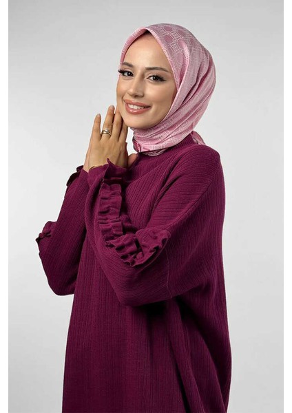 Fırfır Kol Triko Tunik 18305 Mürdüm fırsatları