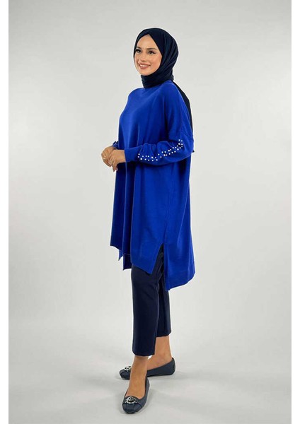Inci Detaylı Triko Tunik 18309 Saks modelleri