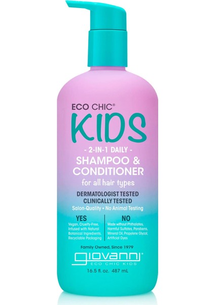 Eco Chic Kids 2’si 1 Arada Çocuk Şampuanı ve Saç Kremi 487ML