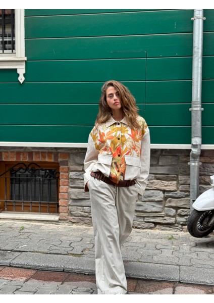 Tasarım Brooklyn Bomber Ceket Kadın Yaprak Desenli fiyatları