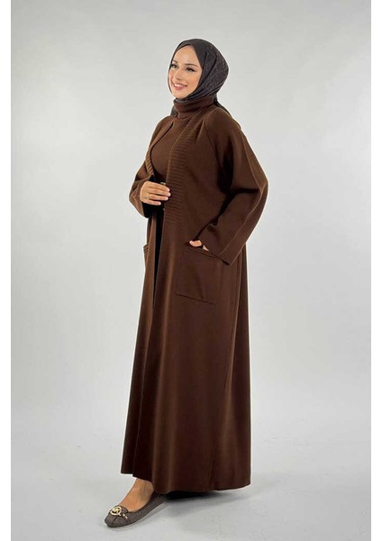 Cep Detaylı Triko Hırka 18313 Kahverengi modelleri