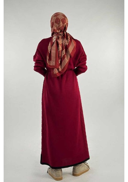 Örgü Detay Triko Elbise 18312 Bordo fiyatları