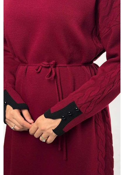 Örgü Detay Triko Elbise 18312 Bordo fırsatları