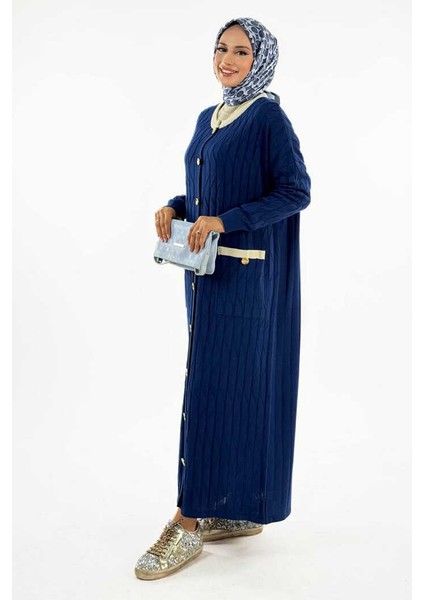 Desenli Triko Hırka 18207 Lacivert modelleri