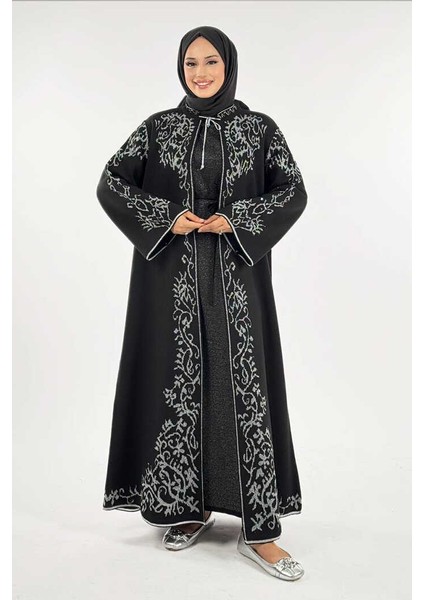 Simli Desenli Hırka 18303 Siyah-Gümüş
