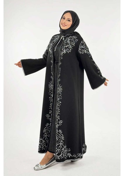 Simli Desenli Hırka 18303 Siyah-Gümüş modelleri