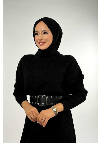 Yarım Balıkçı Yaka Elbise 18300 Siyah fırsatları