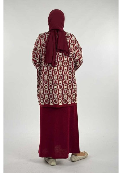 Yuvarlak Desen Triko Hırka 18324 Bordo fiyatları