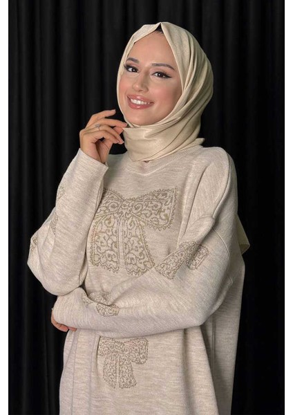 Fiyonk Desenli Triko Elbise 18208 Taş fırsatları