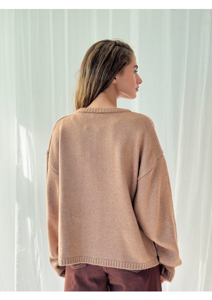 Kalp Düğmeli Simli Hırka Kadın Camel fiyatları