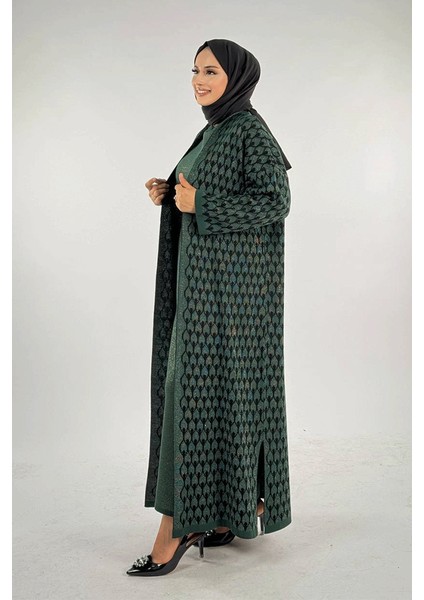 18321 Damla Desen Triko Hırka Zümrüt modelleri