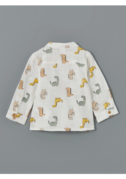 Lcw Baby Ekru Baskılı Erkek Bebek Gömlek ve Pantolon 2'li modelleri