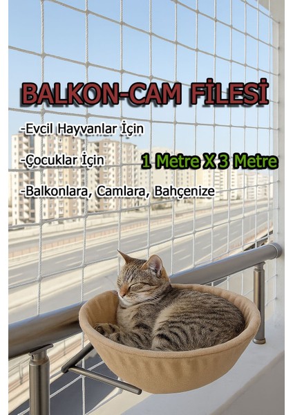Çocuk Kedi Hayvan Güvenlik Balkon Filesi 1 Metrex3 Metre Balkon Cam Bahçe Çocuk Kedi Koruyucu File