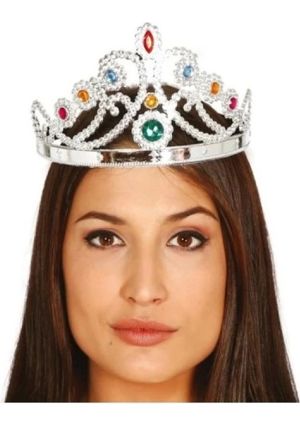 Gümüş Renk Plastik Prenses Tacı Kraliçe Tacı 60 cm modelleri