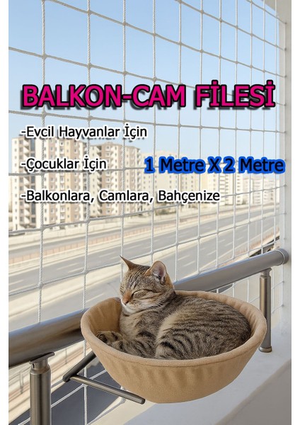 Çocuk Kedi Hayvan Güvenlik Balkon Filesi 1 Metrex2 Metre Balkon Cam Bahçe Çocuk Kedi Koruyucu File