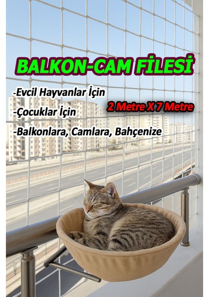 Çocuk Kedi Hayvan Güvenlik Balkon Filesi 2 Metrex7 Metre Balkon Cam Bahçe Çocuk Kedi Koruyucu File