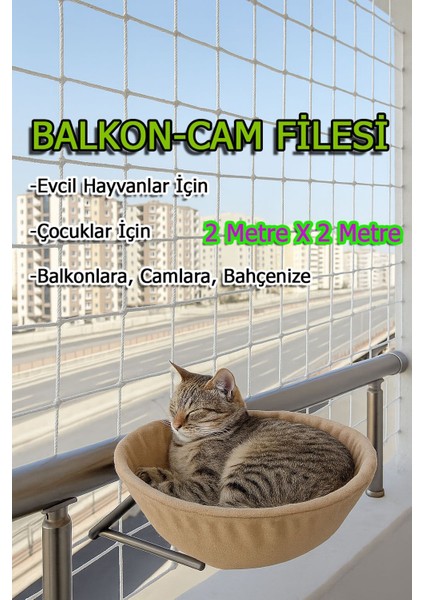 Çocuk Kedi Hayvan Güvenlik Balkon Filesi 2 Metrex2 Metre Balkon Cam Bahçe Çocuk Kedi Koruyucu File