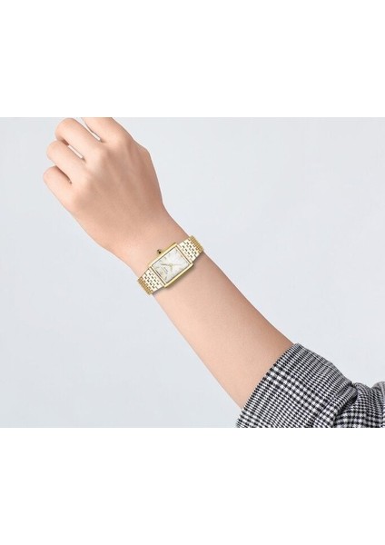 G173002 Kadın Kol Saati – Dikdörtgen Kasa, Altın Renk Çelik Kordon, Şık ve Zarif Tasarım fırsatları