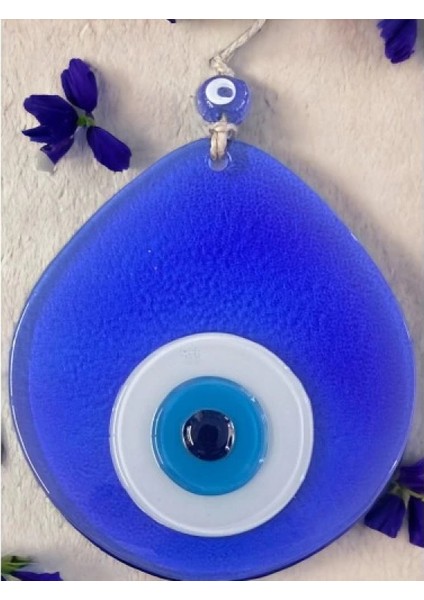 Orta Boy Şeffaf Mavi Damla Desen Nazar Boncuklu Duvar Dekoru Cam Duvar Süsü fiyatları