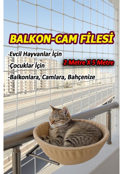 Çocuk Kedi Hayvan Güvenlik Balkon Filesi 2 Metrex5 Metre Balkon Cam Bahçe Çocuk Kedi Koruyucu File