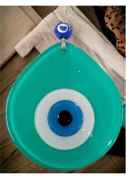 Mavi Nazar Boncuklu Açık Yeşil Renk Nazar Boncuklu Damla Desen El Yapımı Duvar Süsü fiyatları