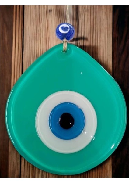 Mavi Nazar Boncuklu Açık Yeşil Renk Nazar Boncuklu Damla Desen El Yapımı Duvar Süsü indirimleri