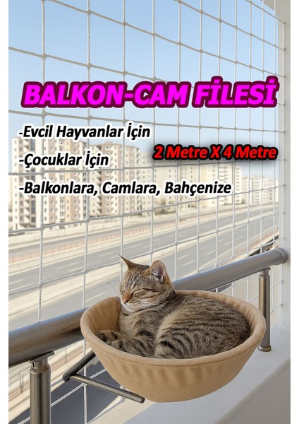 Çocuk Kedi Hayvan Güvenlik Balkon Filesi 2 Metrex4 Metre Balkon Cam Bahçe Çocuk Kedi Koruyucu File