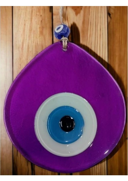 Orta Boy Şeffaf Mor Damla Desen Nazar Boncuklu Duvar Dekoru Cam Duvar Süsü fiyatları