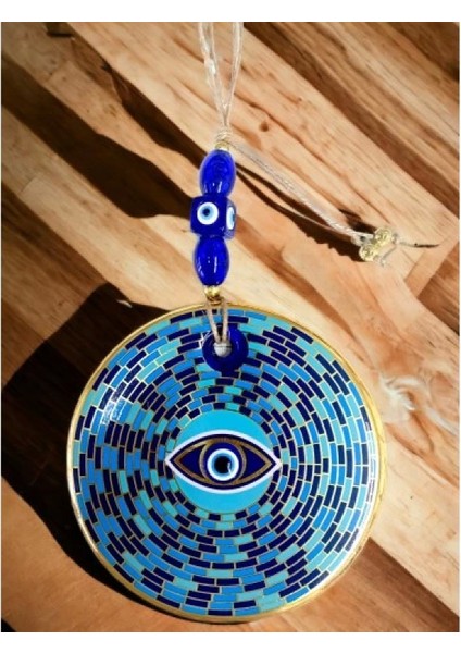 Prizma Desen Nazar Boncuklu Gözlü Duvar Süsü Cam Duvar Dekoru