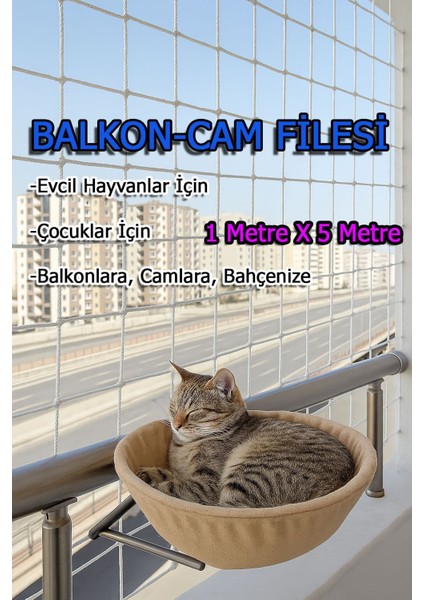 Çocuk Kedi Hayvan Güvenlik Balkon Filesi 1 Metrex5 Metre Balkon Cam Bahçe Çocuk Kedi Koruyucu File